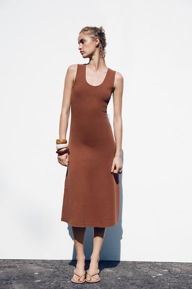 INTERLOCK MIDI DRESS - Russet by Zara