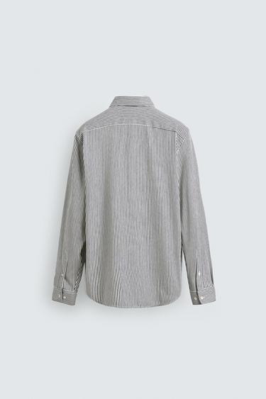 REGULAR FIT SHIRT - Navy / White by Zara - Image 6