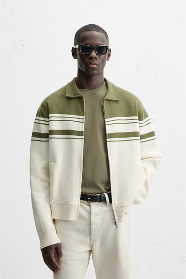 ZIP-UP KNIT JACKET - GREEN by Zara