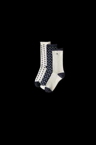 3-PACK OF HEART AND POLKA DOT SOCKS - Ecru / Black by Zara - Image 0