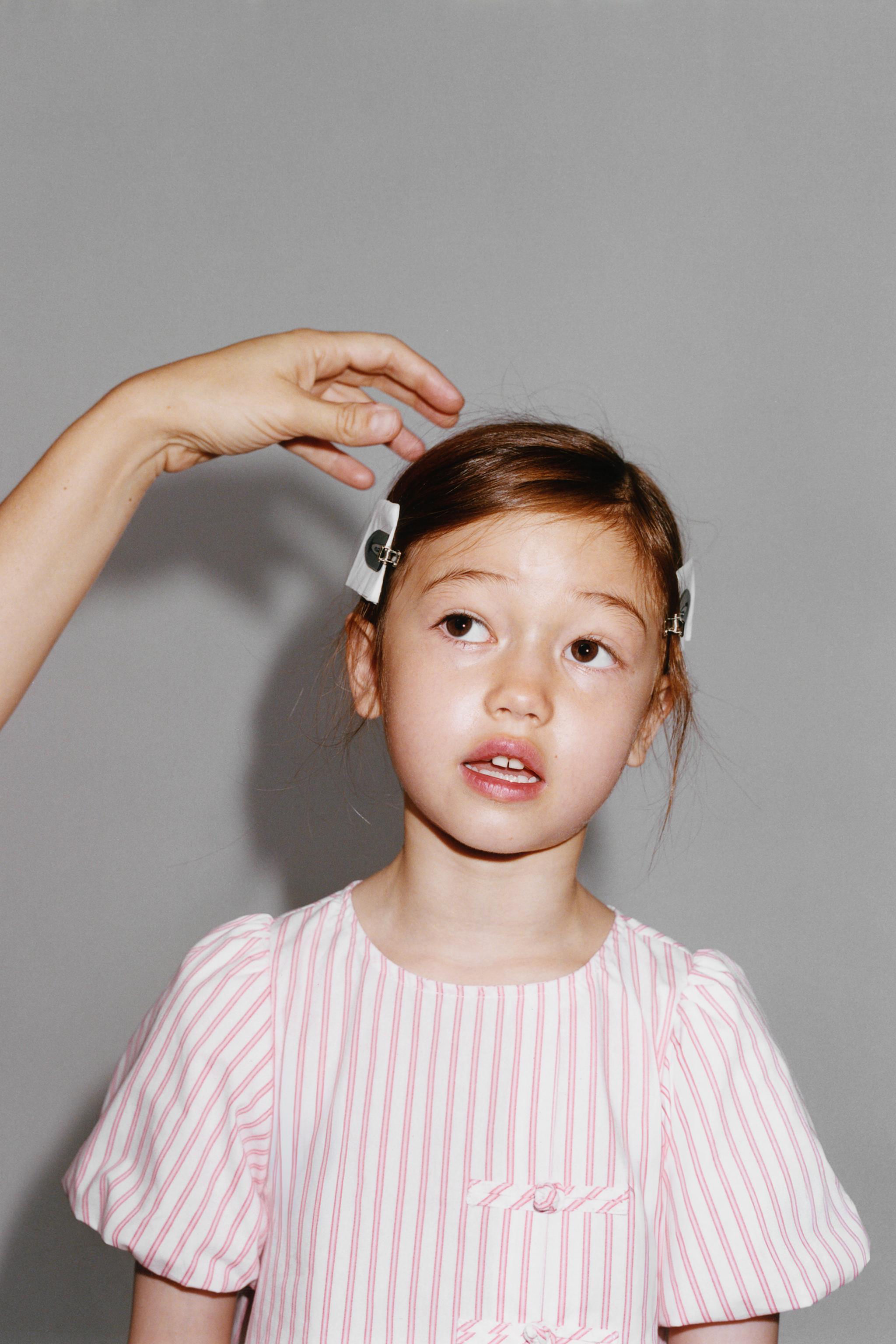 STRIPED FROG FASTENING BLOUSE — Pink