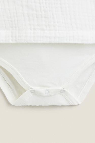 MUSLIN BABY BODYSUIT - Oyster-white by Zara - Image 3