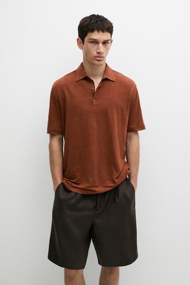 Polo manga corta 100% lino - Beige de Zara
