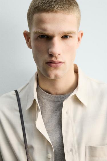 CHECK SHIRT WITH POCKET - White / Grey by Zara - Image 5