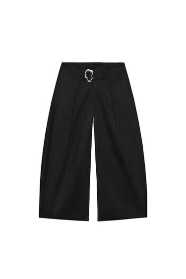 Zara BUCKLED BARREL PANTS - Black