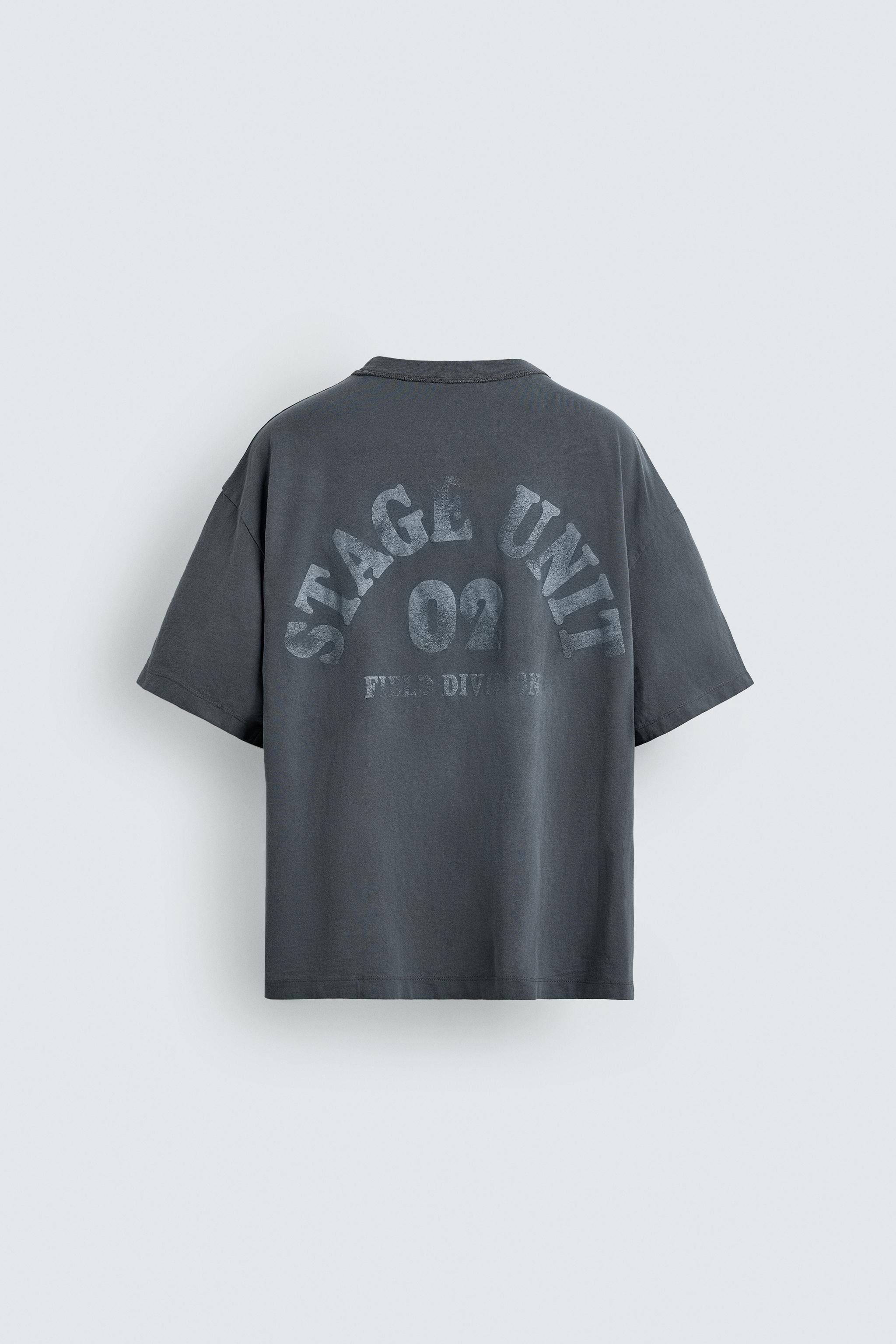 T-SHIRT DÉLAVÉ À IMPRIMÉS EN CONTRASTE