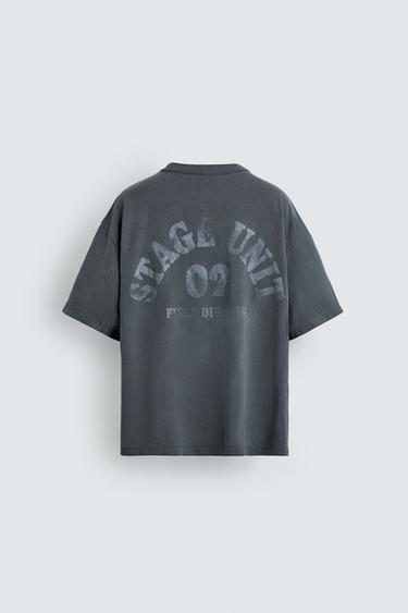 T-SHIRT DÉLAVÉ À IMPRIMÉS EN CONTRASTE - Gris clair de Zara - Image 8