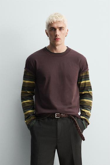 IRREGULAR FINISH T-SHIRT - Burgundy by Zara