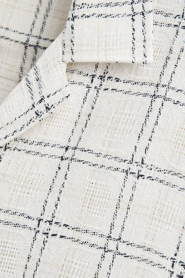 CHEMISE STRUCTURÉE AVEC CONTRASTE - Écru / Bleu marine de Zara - Image 8