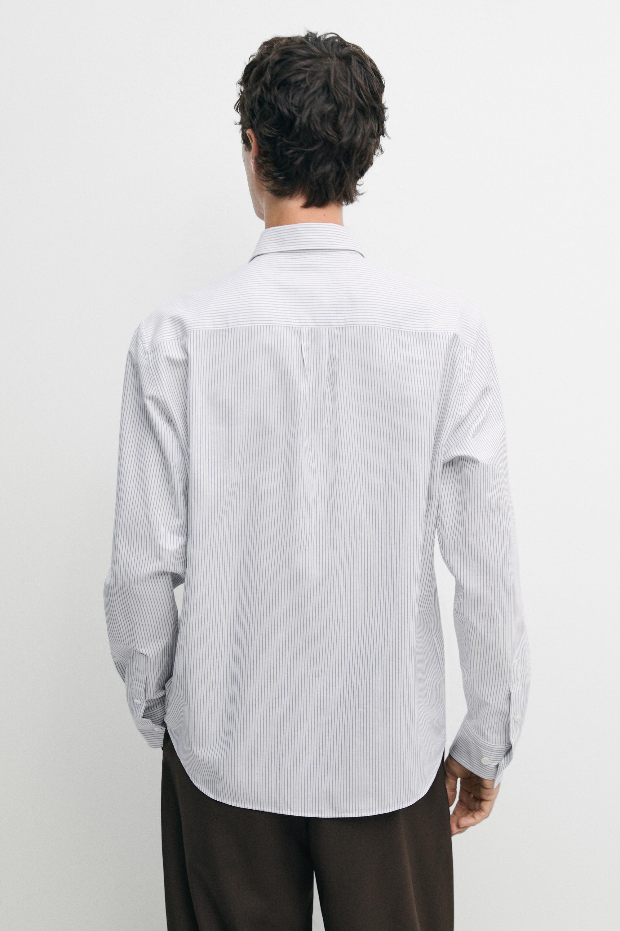 Chemise oxford regular fit à rayures en coton