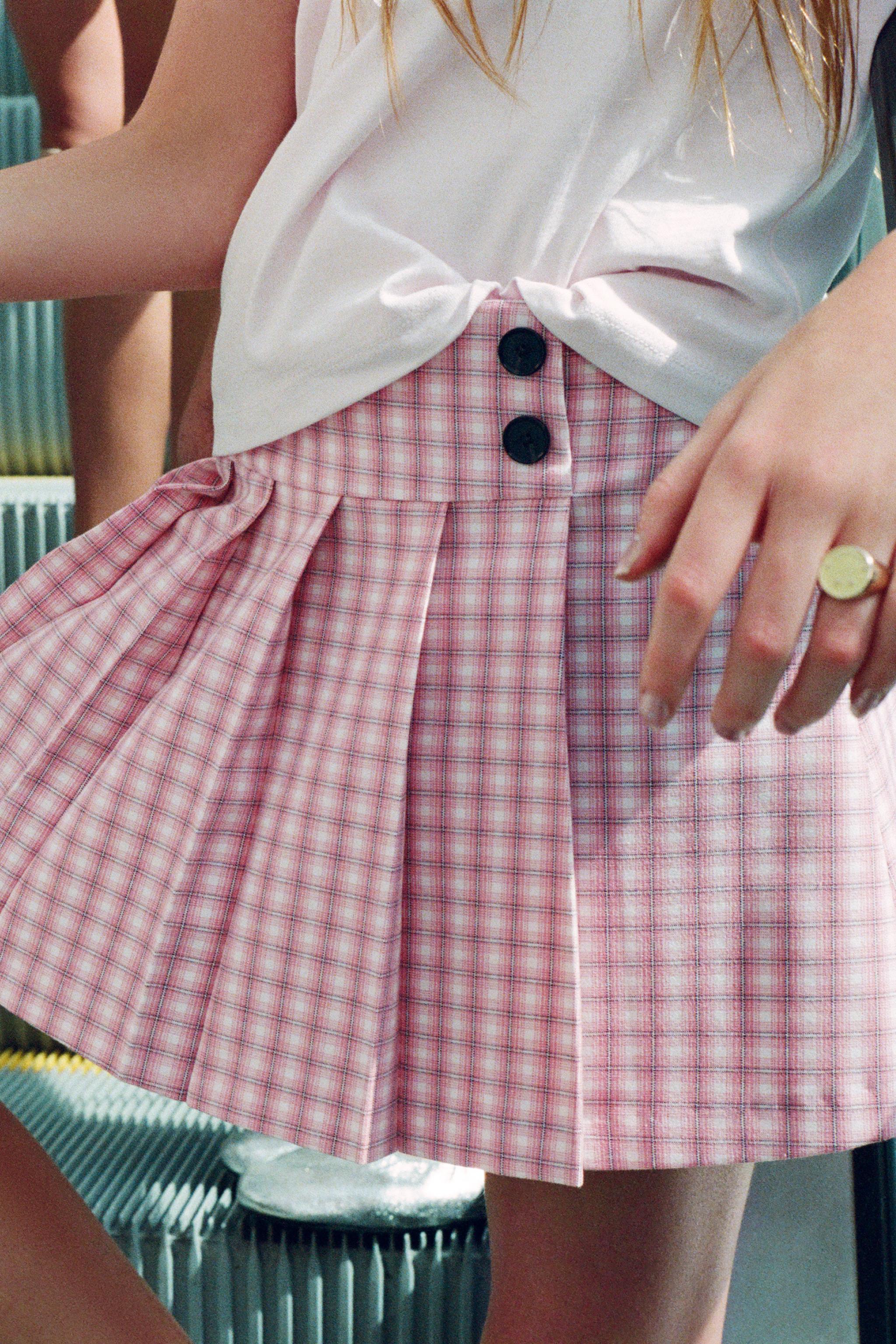 PLAID PLEATED SKIRT