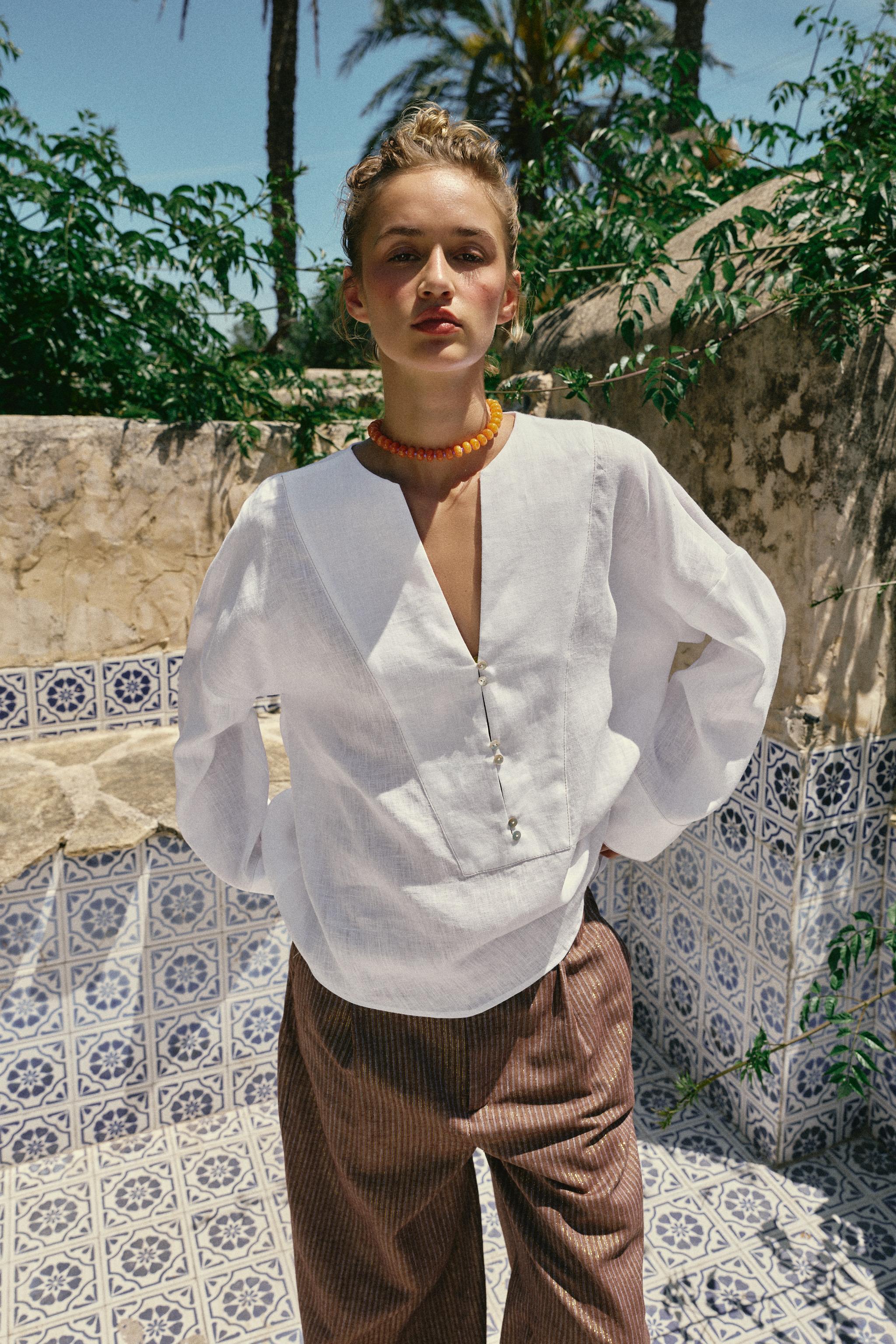 100% LINEN KIMONO SHIRT - White | ZARA Turkey