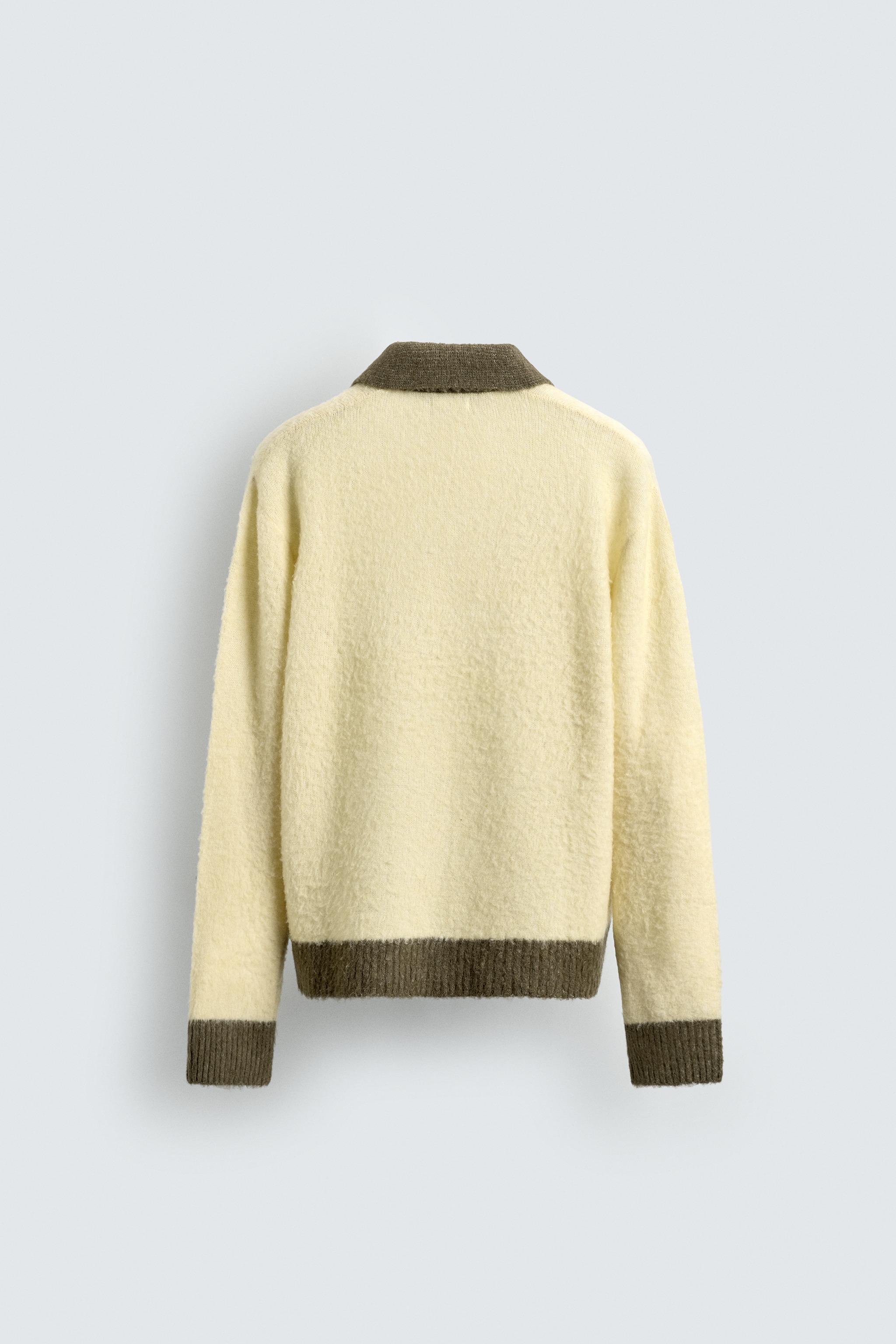 CONTRAST KNIT POLO SHIRT WITH WOOL