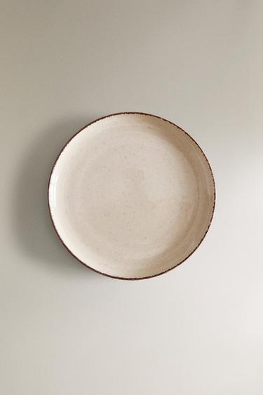 PORCELAIN DESSERT PLATE WITH ANTIQUE FINISH RIM - Light ecru by Zara - Image 4