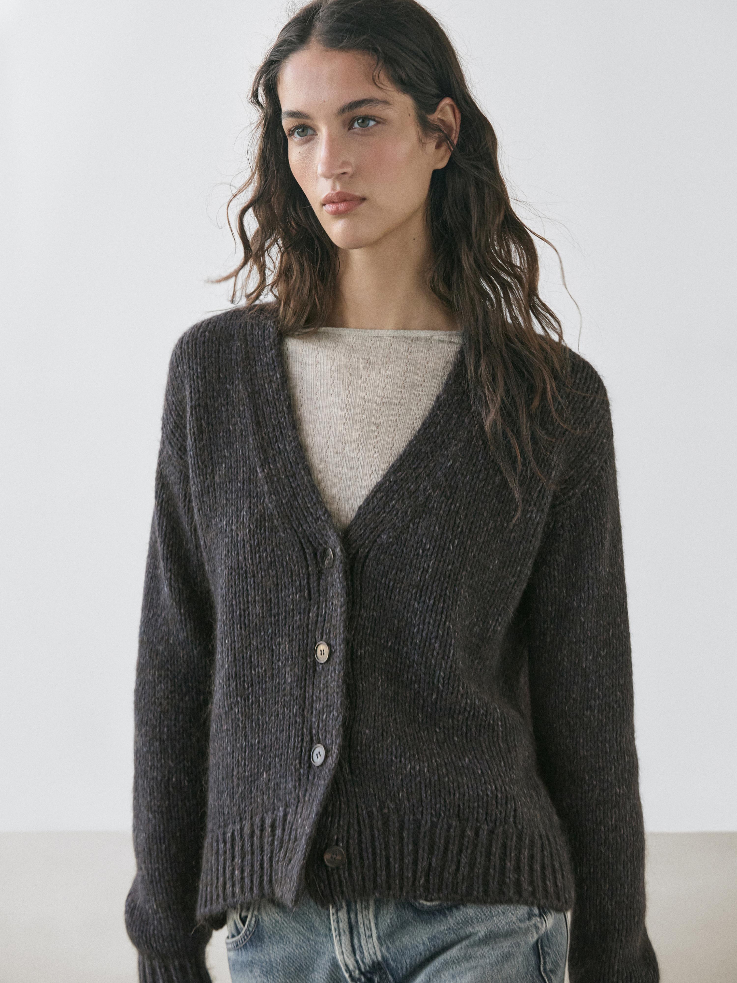 Wool blend V-neck cardigan