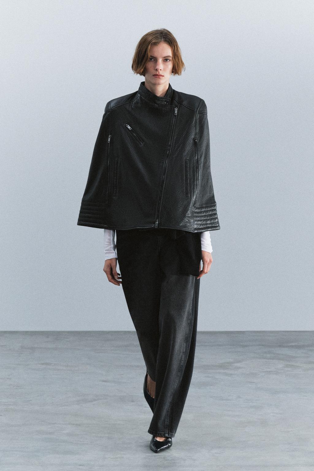 ZW COLLECTION 100% LEATHER BIKER CAPE