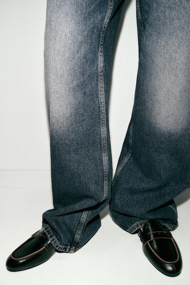 MOCASÍN PEL DESTALONADO - Negro de Zara