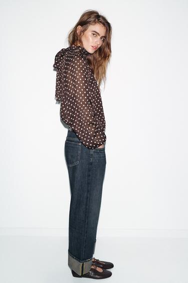 POLKA DOT BLOUSE WITH BOW - brown/white by Zara - Image 4