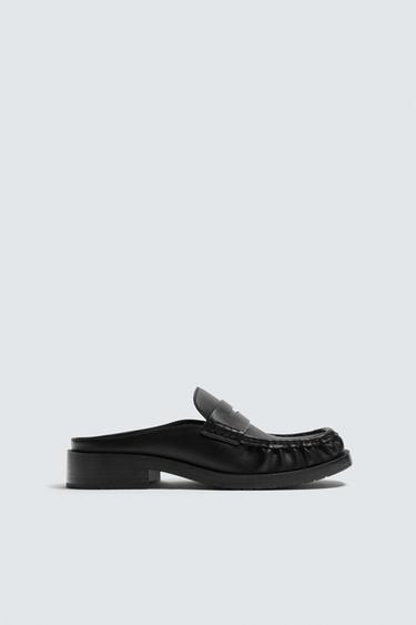 Zara OPEN BACK LOAFERS - Black
