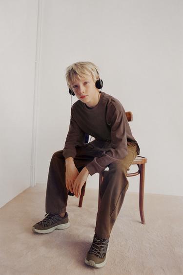 Zara MAJICA S VEZENOM PORUKOM I TEKSTOM – tamnoružičasto ljubičasta