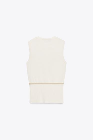GILET CEINTURE - Écru de Zara - Image 4