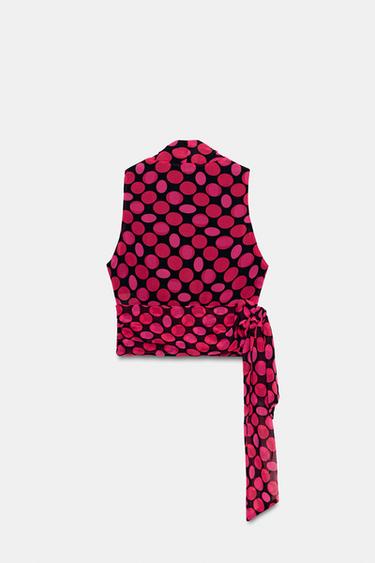 POLKA DOT TOP WITH BOW - Black / Fuchsia by Zara - Image 2