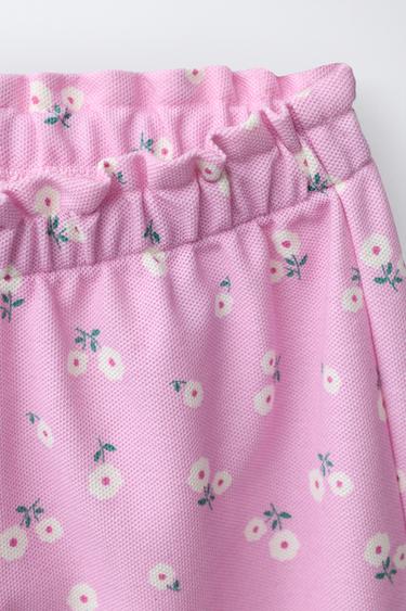 ENSEMBLE T-SHIRT ET PANTALON IMPRIMÉ FLEURS ET LACETS - Rose délavé de Zara - Image 3