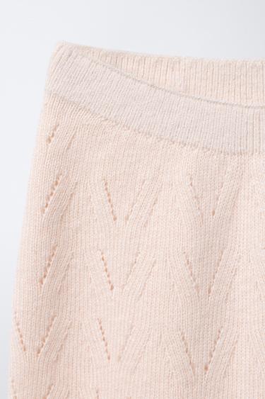 COTTON-WOOL KNIT TROUSERS - Light beige by Zara - Image 2