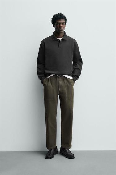 REGULAR FIT TEXTURED POLO SHIRT - Bottle green by Zara - Image 0