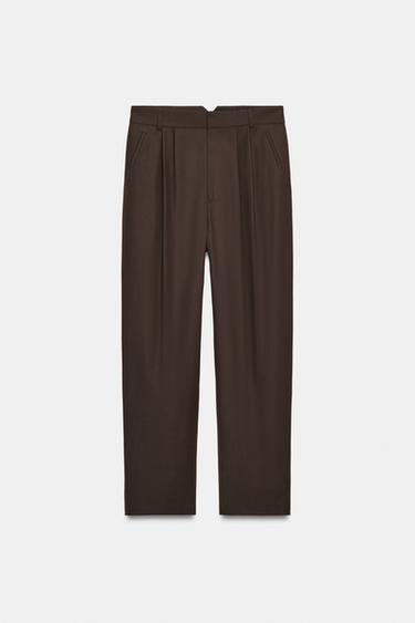 PANTALON À PINCES AVEC LAINE ZW COLLECTION - Vison de Zara - Image 4