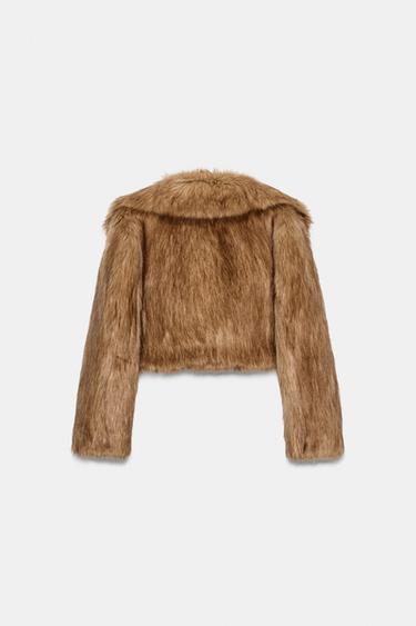 SHORT FAUX FUR JACKET ZW COLLECTION - Beige by Zara - Image 8