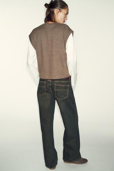 T-SHIRT COMBINÉ AVEC CHALECO - Écru / Beige de Zara - Image 3