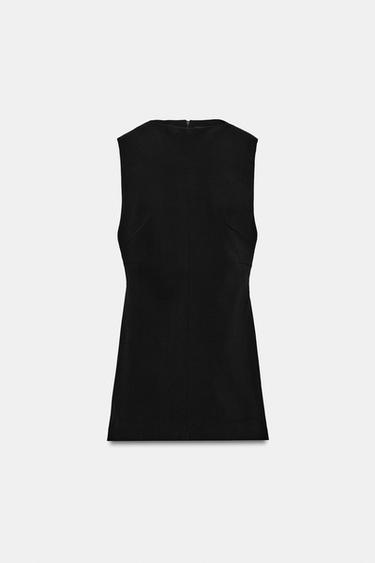 VESTIDO CORTO CUELLO PERKINS - Negro de Zara - Imagen 0