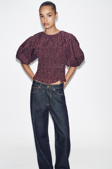 BLUSA LUNARES MANGA GLOBO - Multicolor de Zara