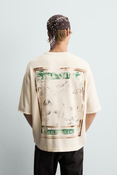 CAMISETA PUNTO ESTAMPADO LAVADO - Crudo de Zara