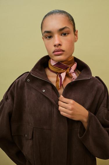 Zara 100% VISCOSE PRINTED SCARF - Salmon