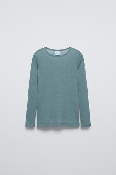 Zara WOOL BLEND TOP - Aquamarine