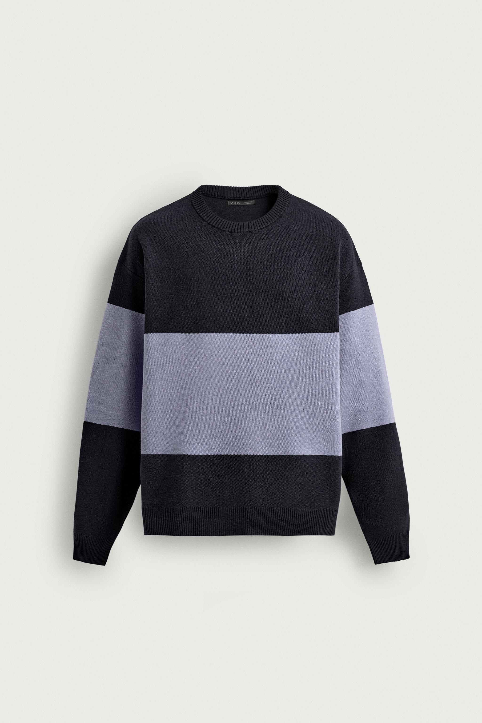 COLORBLOCK RELAXED FIT SWEATER — Blue / Navy