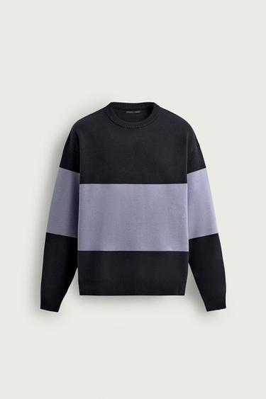 PULL COLOR BLOCK À COUPE DÉCONTRACTÉE - Bleu / Bleu marine de Zara