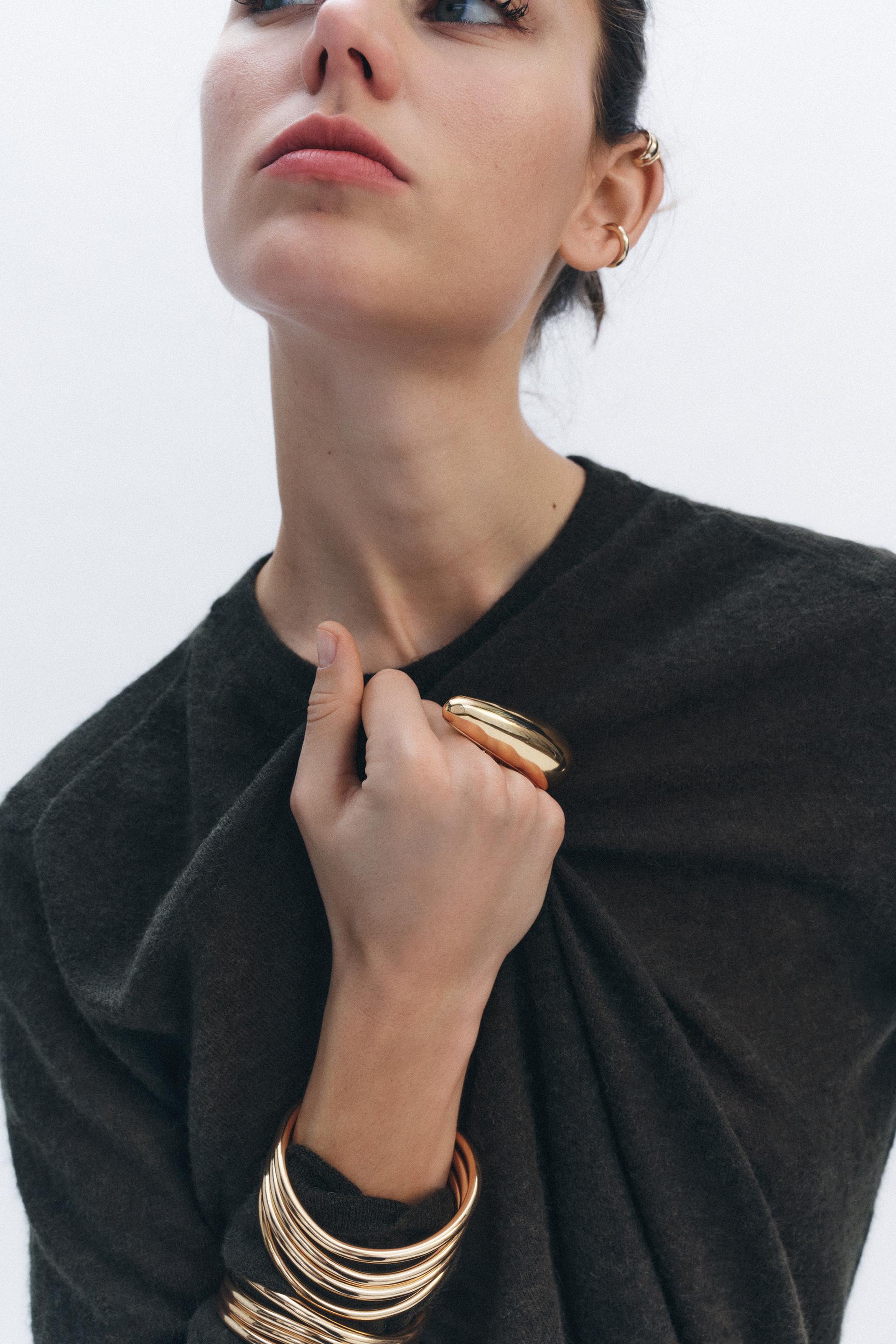 HORIZONTAL DROP RING Golden ZARA United States