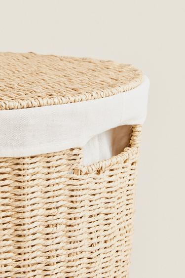 OVAL FABRIC-LINED LAUNDRY BASKET - Light beige by Zara - Image 2
