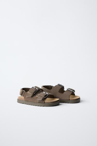 SANDALES À BOUCLES EN CUIR - Marron de Zara - Image 1