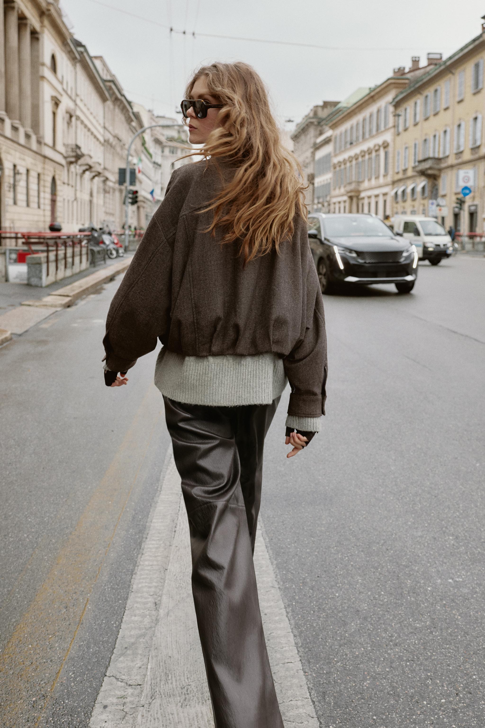BLOUSON BOMBER BOUFFANT À CHEVRONS