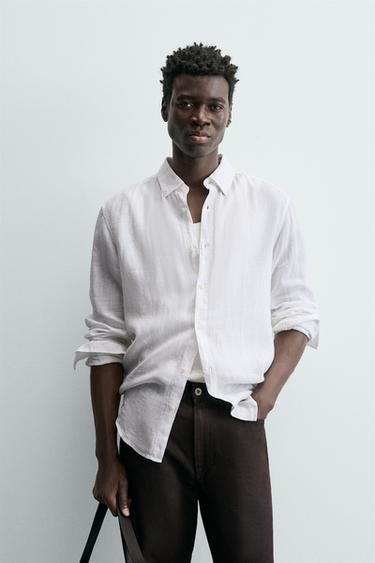 CAMISA 100% LINO - Blanco de Zara