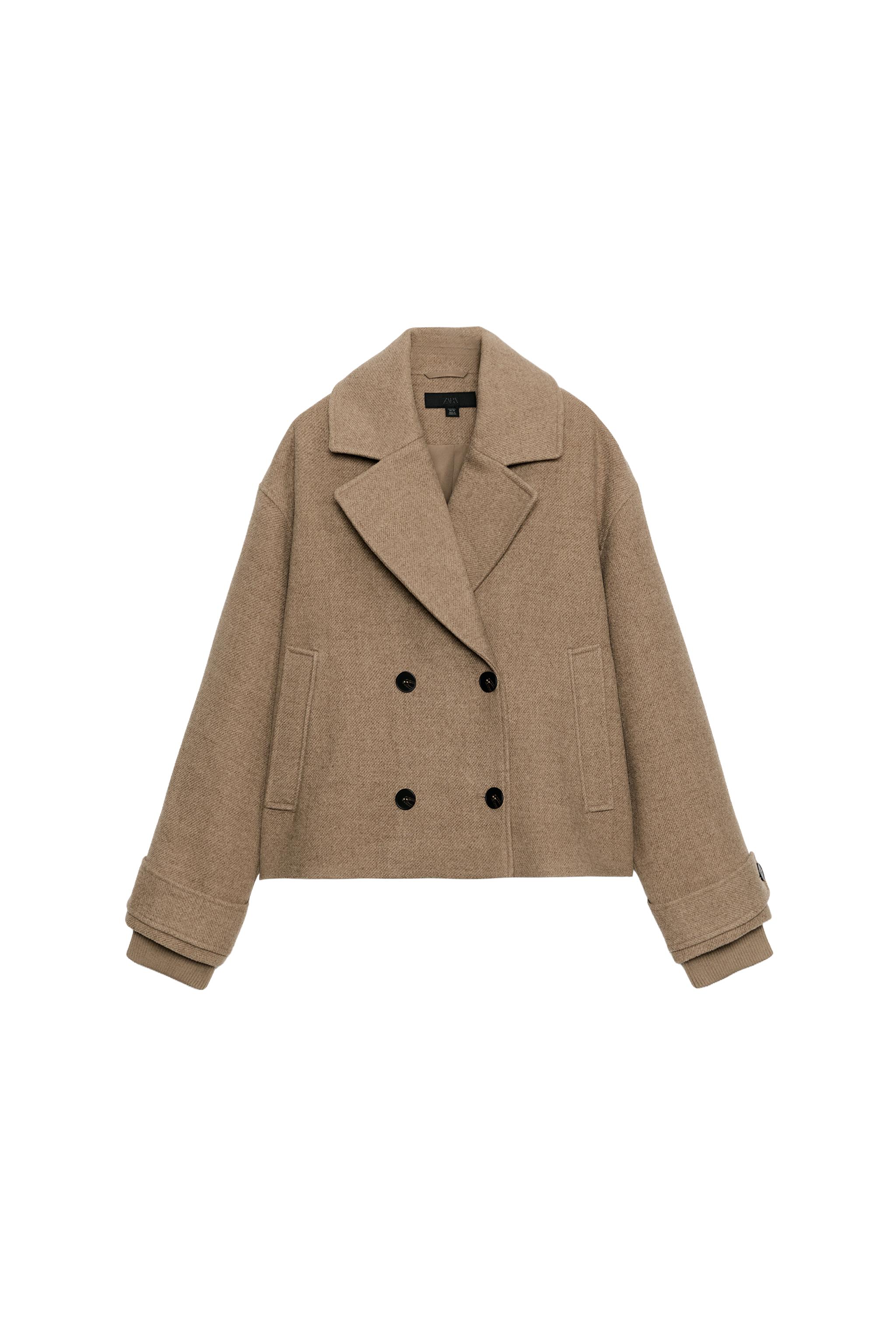 【SUNSEA】w/耳　DOUBLE-BREASTED JACKET SOFT DOUBLE-BREASTED SHORT COAT - Brown | ZARA United States