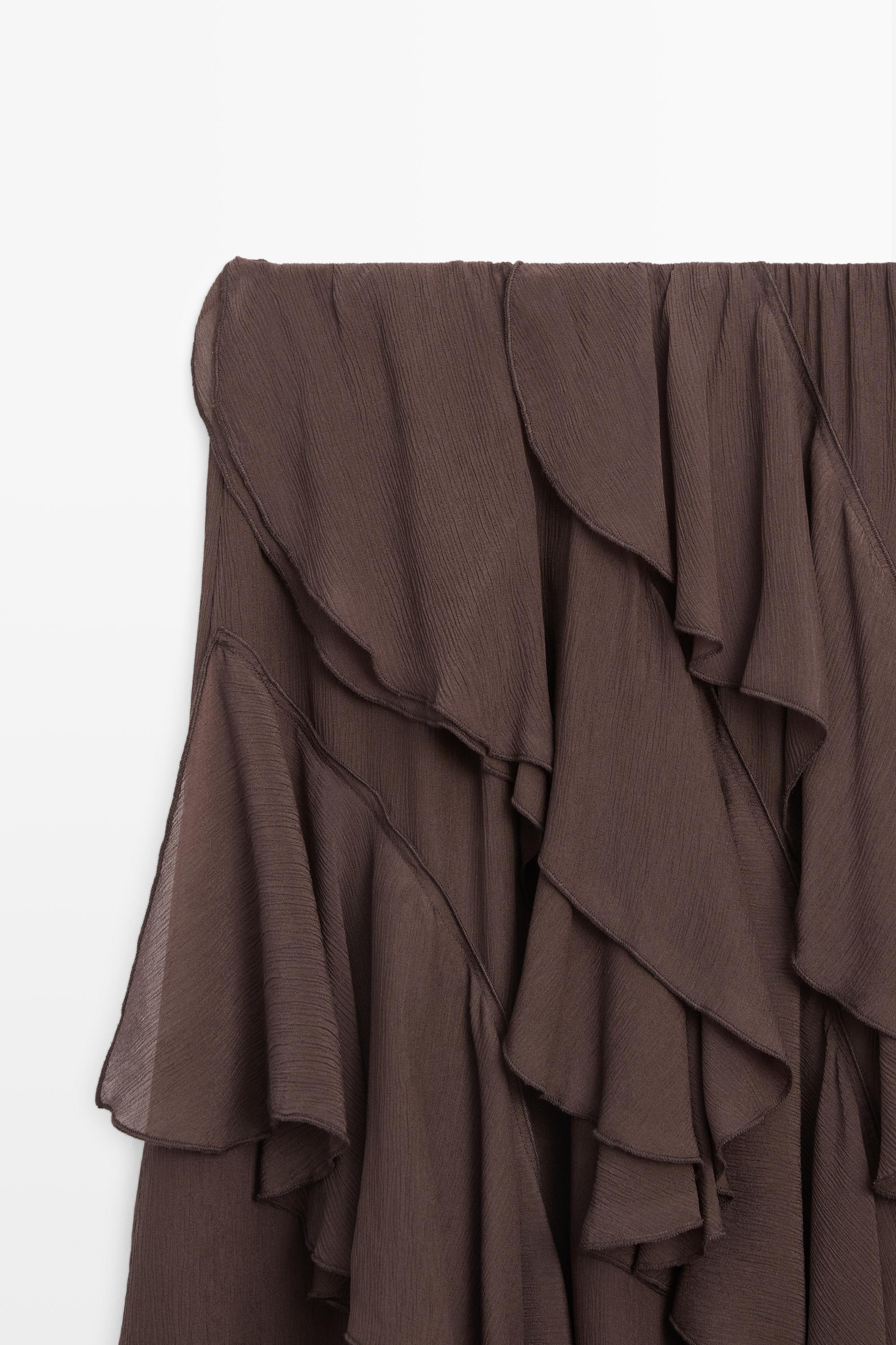 Flowing ruffled midi skirt