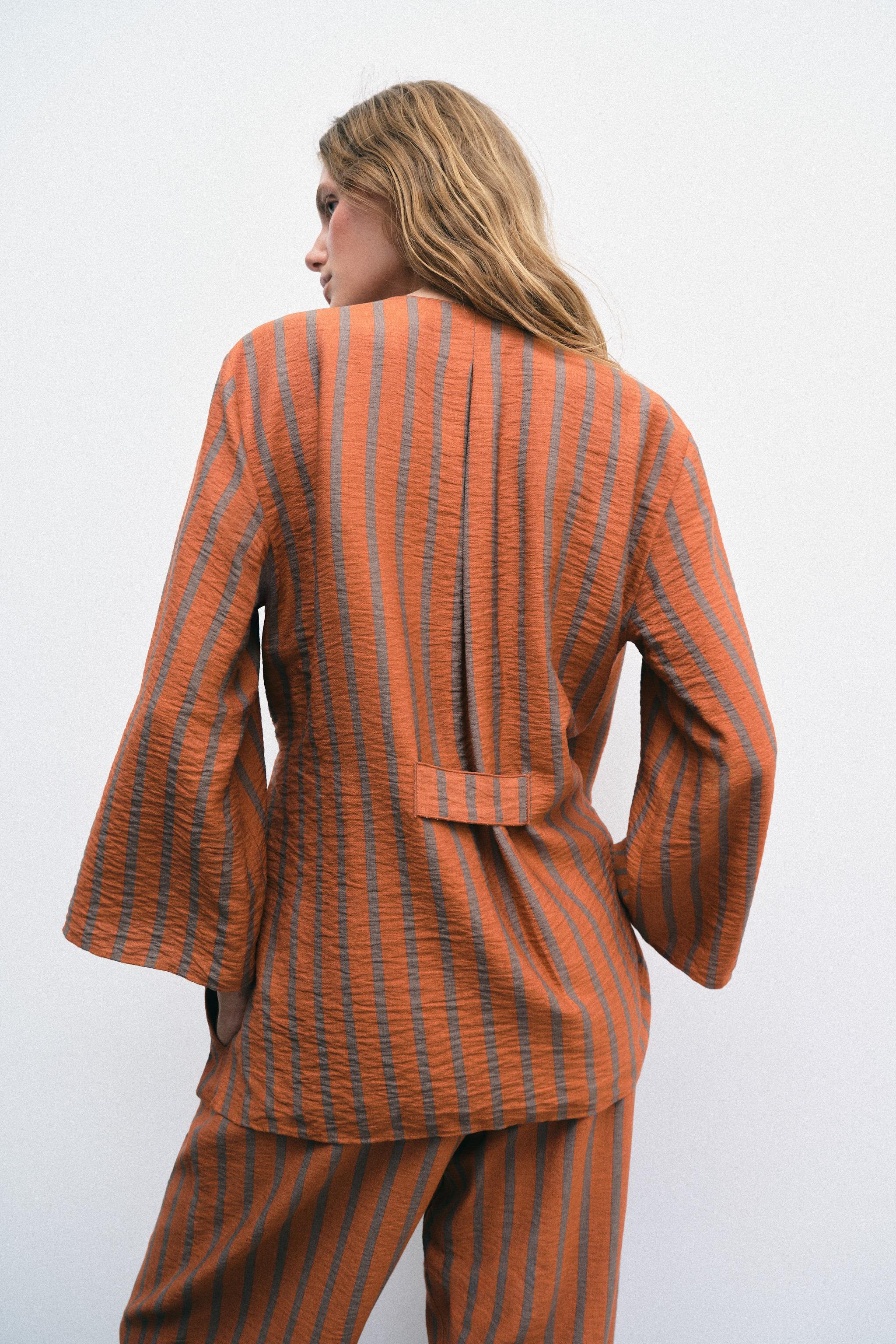 Zara STRIPED WRAP JACKET — фото 4