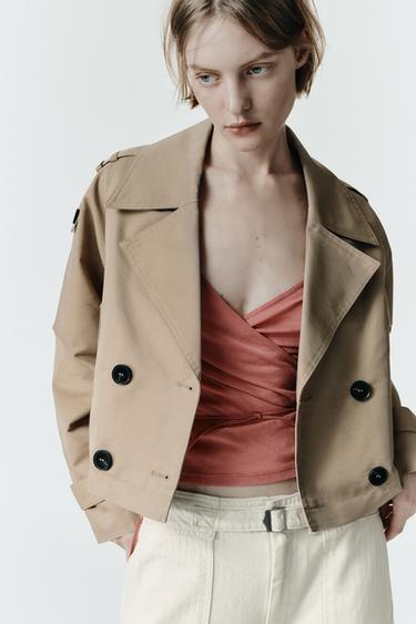 TRENCH CORTO CRUZADO - Tostado de Zara