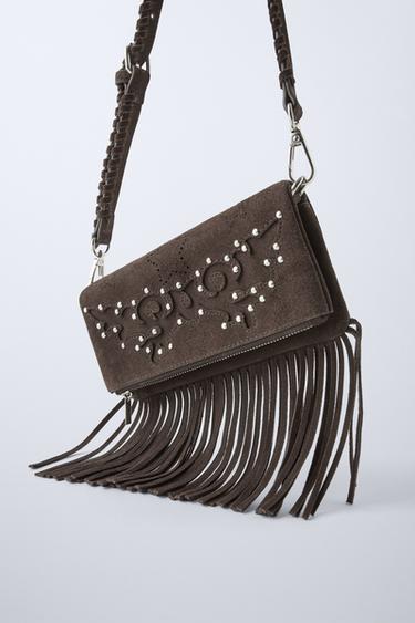 Z3D BOLSO PIEL FLECOS - Marrón de Zara