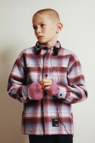 KARIERTES OVERSHIRT MIT FLEECEFUTTER - Rot von Zara